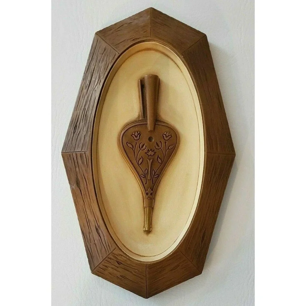 3 MCM Syroco Wall Hangings Vtg 1960s Mid Century Plaques Churn Grinder Bellows